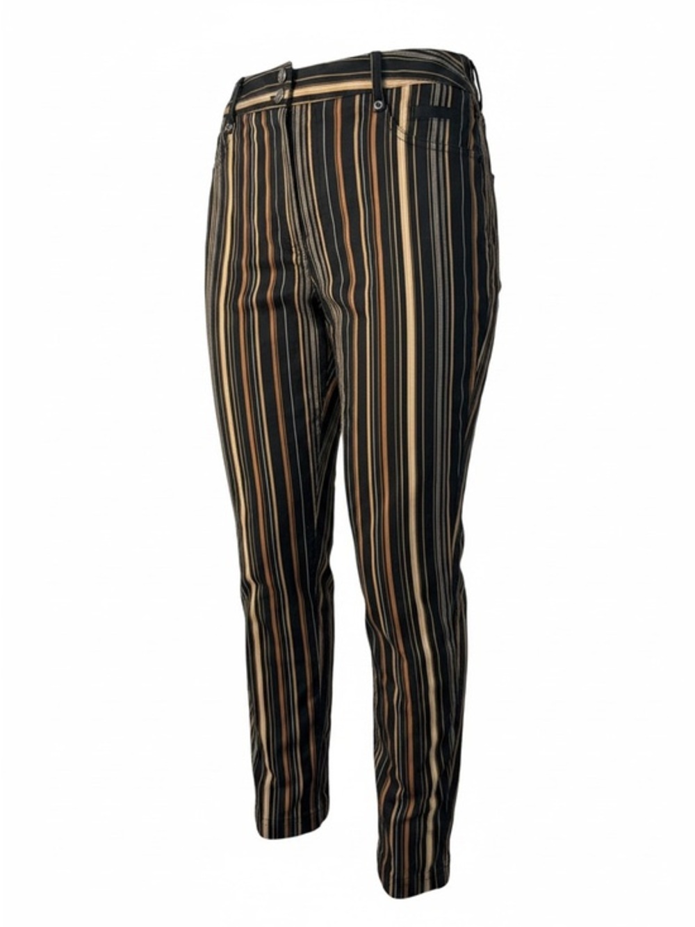 Rafaella Black Striped Chinos with Tan and Cream Accents